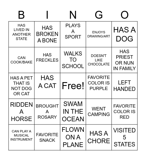 FIND SOMEONE WHO... Bingo Card