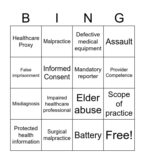 N350 Legal Concepts Bingo Card