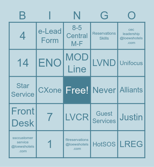 CEC Basics Bingo Card