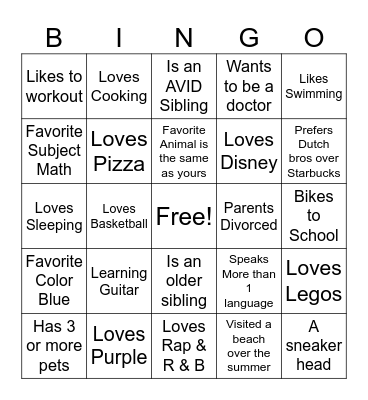 AVID 11 People Bingo Card