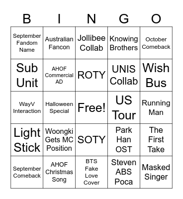 AHOF Bingo Sheet (Rest of the year) Bingo Card