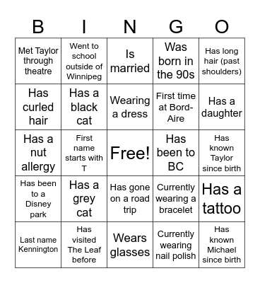 Find the Guest Bingo Card