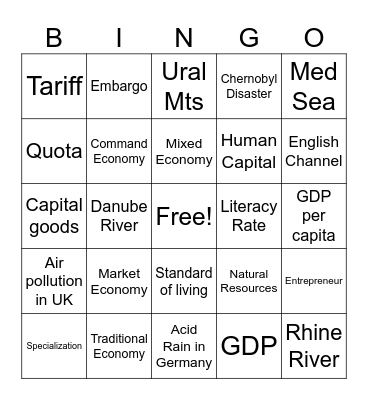 ECONOMY FINAL REVIEW Bingo Card