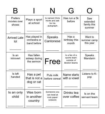 Find Someone Who... Bingo Card