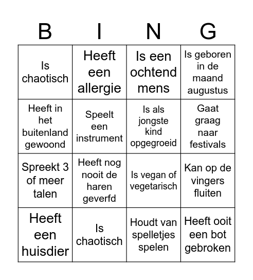 Feestje! Bingo Card