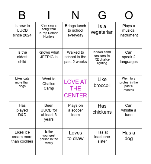 RE BINGO Card
