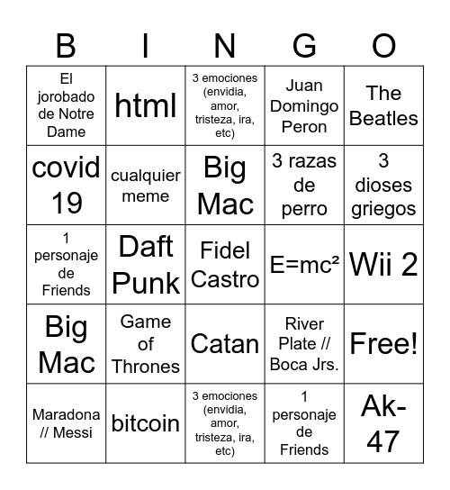 Eyecue Bingo Card