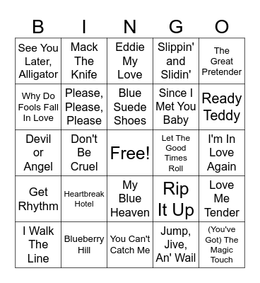 50s playlist 3 Bingo Card