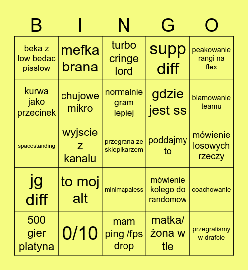 LOLPL FLEX BINGO Card