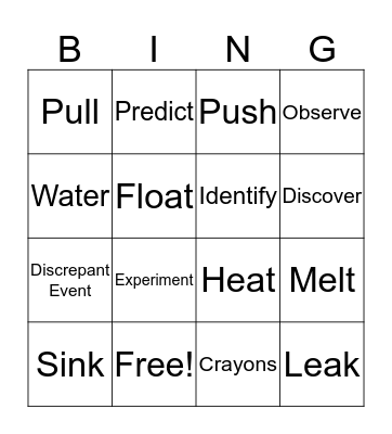 Science Bingo Card