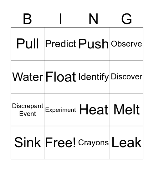 Science Bingo Card