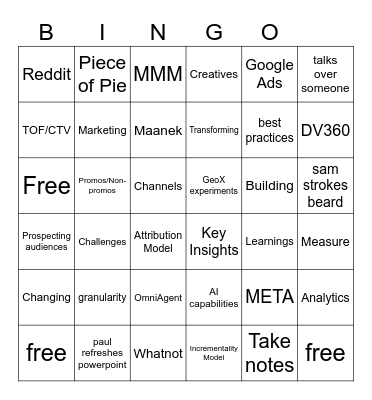 Work Bingo Card