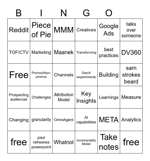 Work Bingo Card