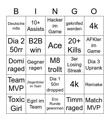 VALORANT BINGO Card
