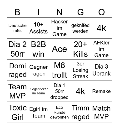 VALORANT BINGO Card