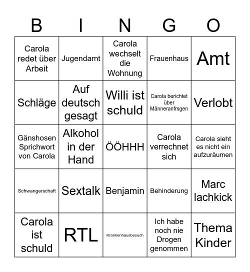 Carola bingo Card
