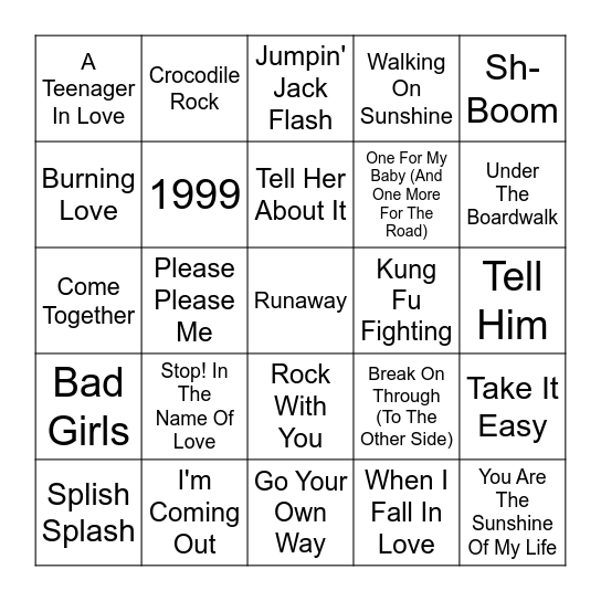Music Bingo! Bingo Card
