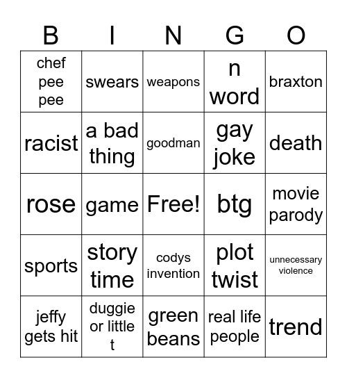 sml Bingo Card