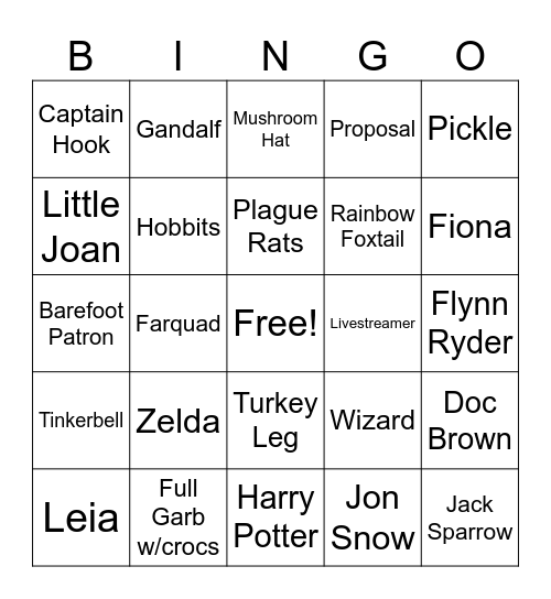 Faire Bingo Card