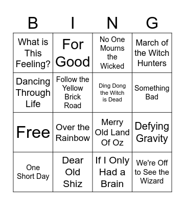Wicked Bingo Card