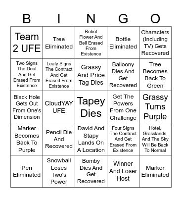 TPOT 20 Bingo Card
