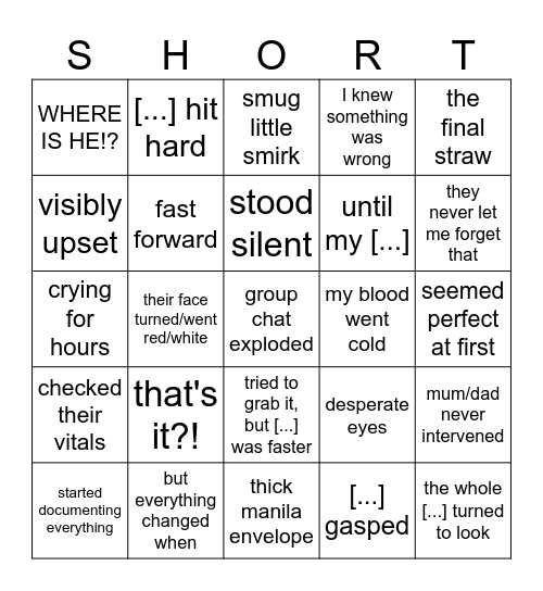 AI writing Bingo Card