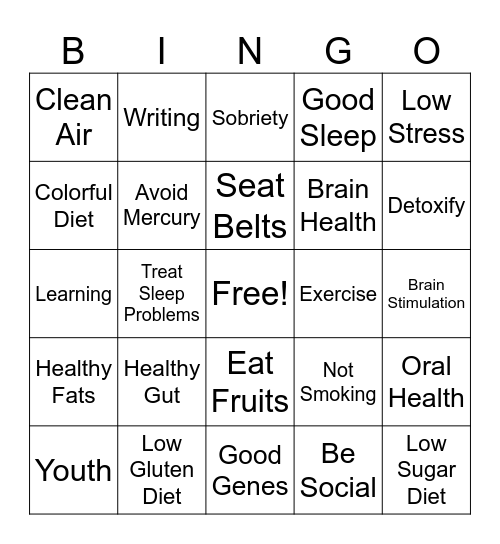 Dementia Bingo Card