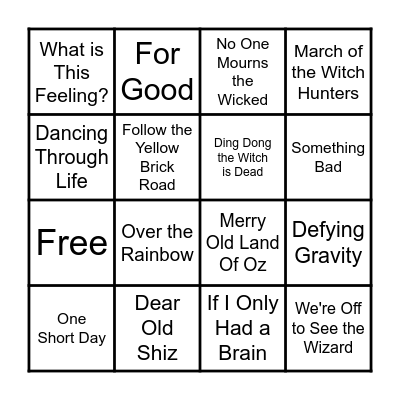 Wicked Bingo Card