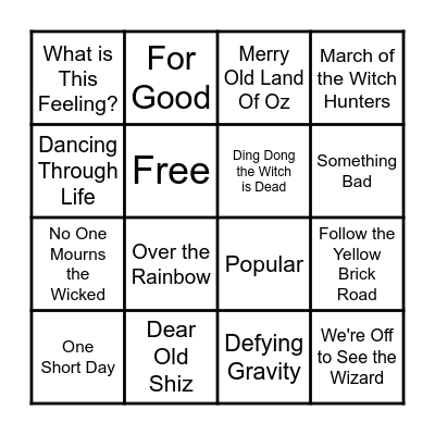Wicked Bingo Card