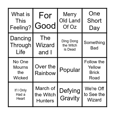 Wicked Bingo Card