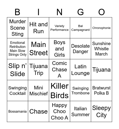 TPSS Ego Plum Music Bingo Card