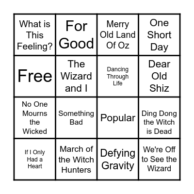 Wicked Bingo Card