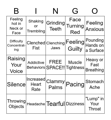 Anger Signs Bingo! Bingo Card