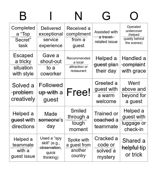 Customer Service Week: Mission Possible Bingo Card