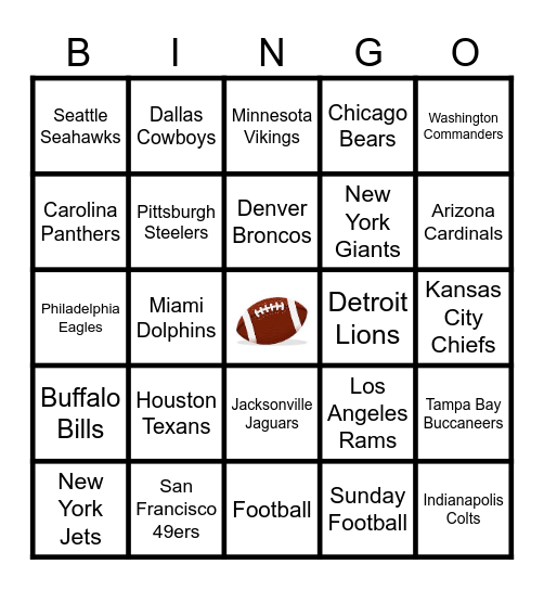 FOOTBALL Bingo Card