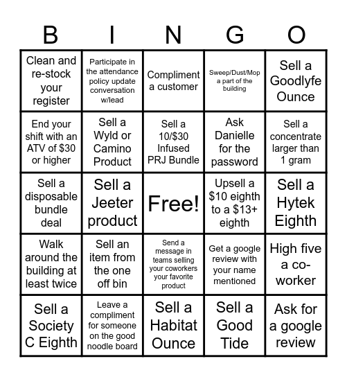 HP Leonard Bingo 9/6 Bingo Card