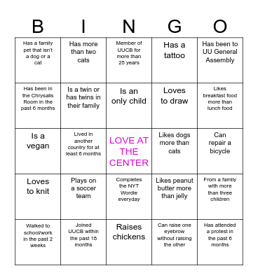 UUCB BINGO Card