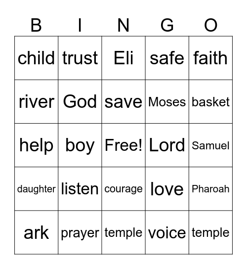 Wonder Kids Bingo Card