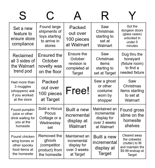 It's SCARY Halloween BINGO!! Bingo Card