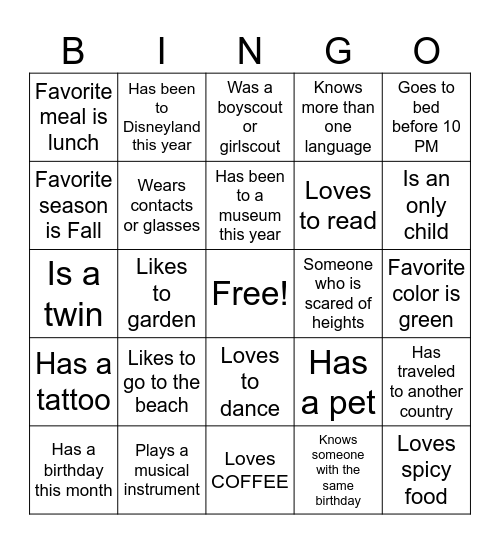 Belonging Week Bingo Card