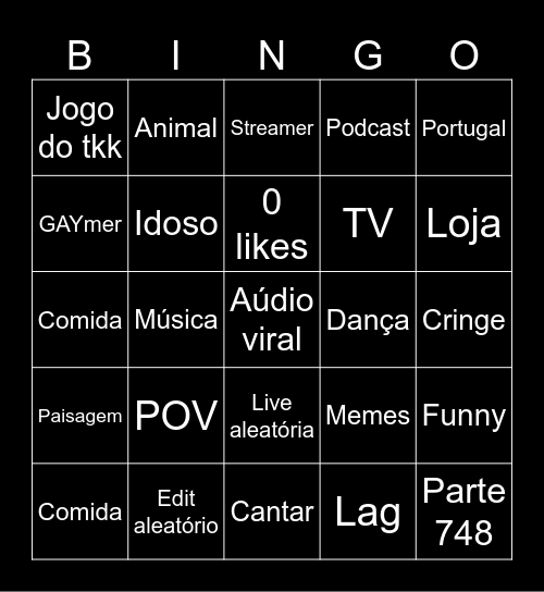 TIKTOK BINGO Card