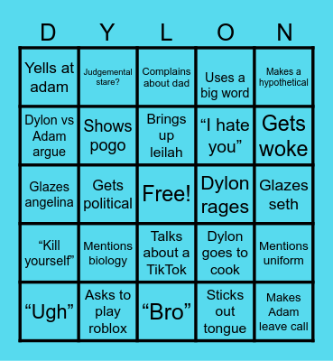 Dylon Bingo Card