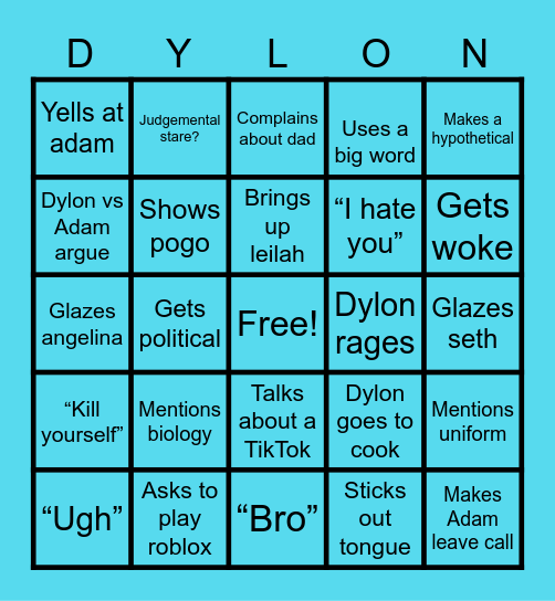 Dylon Bingo Card