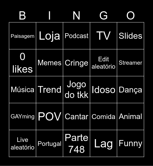 TIKTOK BINGO Card
