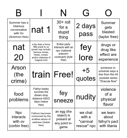 session 55 Bingo Card