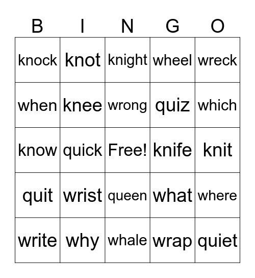 Phonics Bingo! Bingo Card