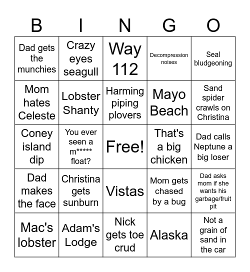 CAPE COD Bingo Card