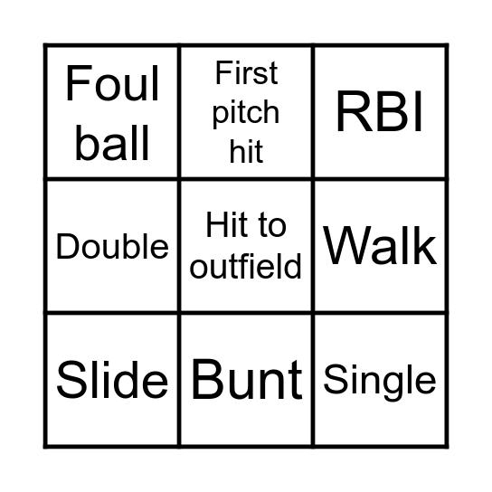 Softball bingo Card