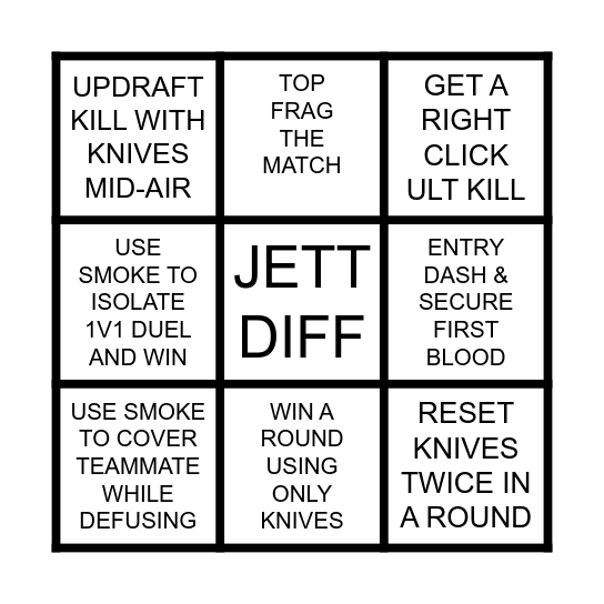 JETT BINGO CARD Bingo Card