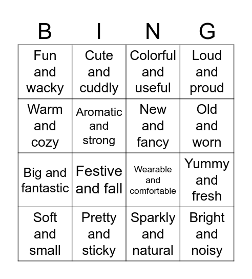 Birthday shopping Bingo Card